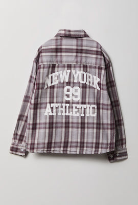 Chemise boutonnée en flanelle à carreaux avec imprimé graphique