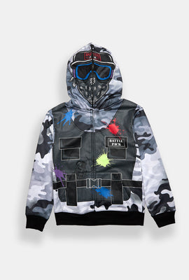 Haut à capuchon zippé en molleton paintball junior