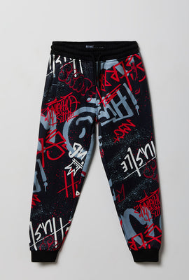 Jogger en molleton imprimé graffiti junior