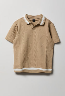 Youth Textured Johnny Collar Polo