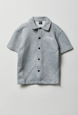 Chemise boutonnée texturée coupe carrée junior