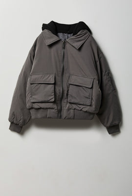 Veste aviateur à capuchon junior