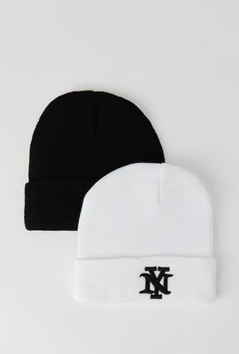 Youth Embroidered Beanie 2-Pack