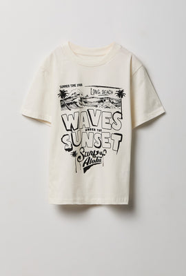 Youth Long Beach Waves Sunset Graphic Tee