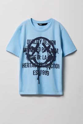 T-shirt imprimé visage souriant en relief junior