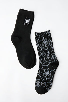 Chaussettes à araignées et toiles d'araignée d'Halloween junior paquet de 2