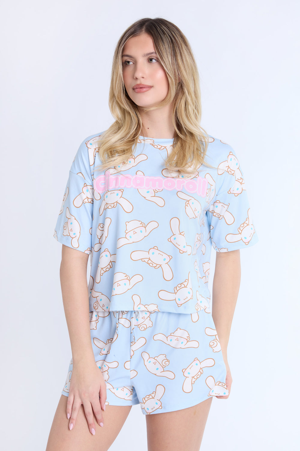 Cinnamoroll AOP 2-Piece Pajama Tee & Shorts Set Cinnamoroll AOP 2-Piece Pajama Tee & Shorts Set