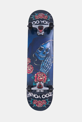 Skateboard imprimé squelette et roses Zoo York 7.75