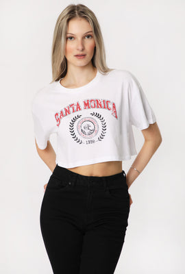 T-Shirt Court Imprimé Santa Monica Femme