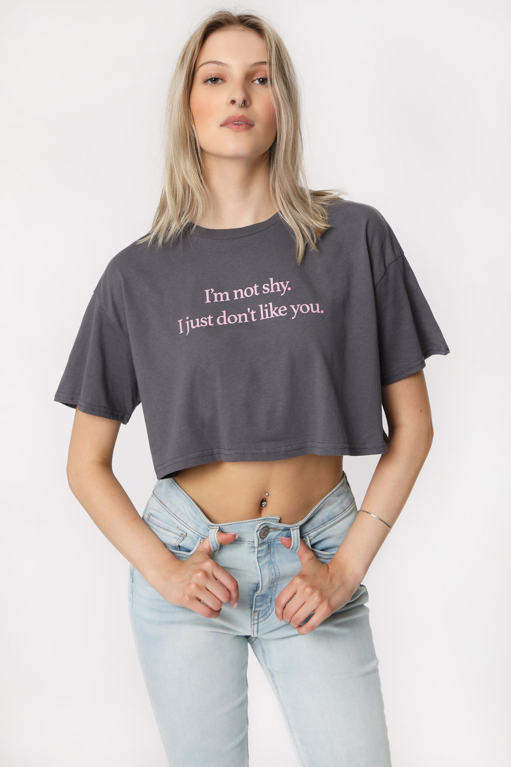 Womens I'm Not Shy Cropped Tee Womens I'm Not Shy Cropped Tee