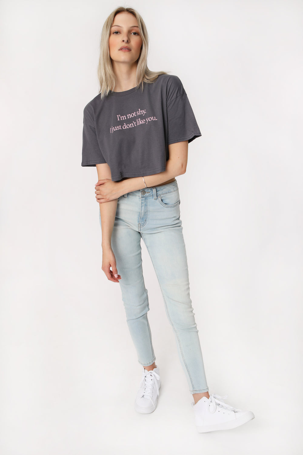 Womens I'm Not Shy Cropped Tee Womens I'm Not Shy Cropped Tee