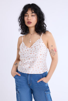 Camisole en satin à imprimé floral