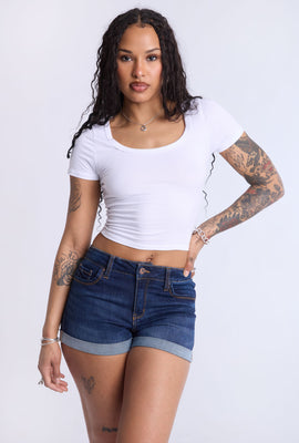 Short en denim taille haute