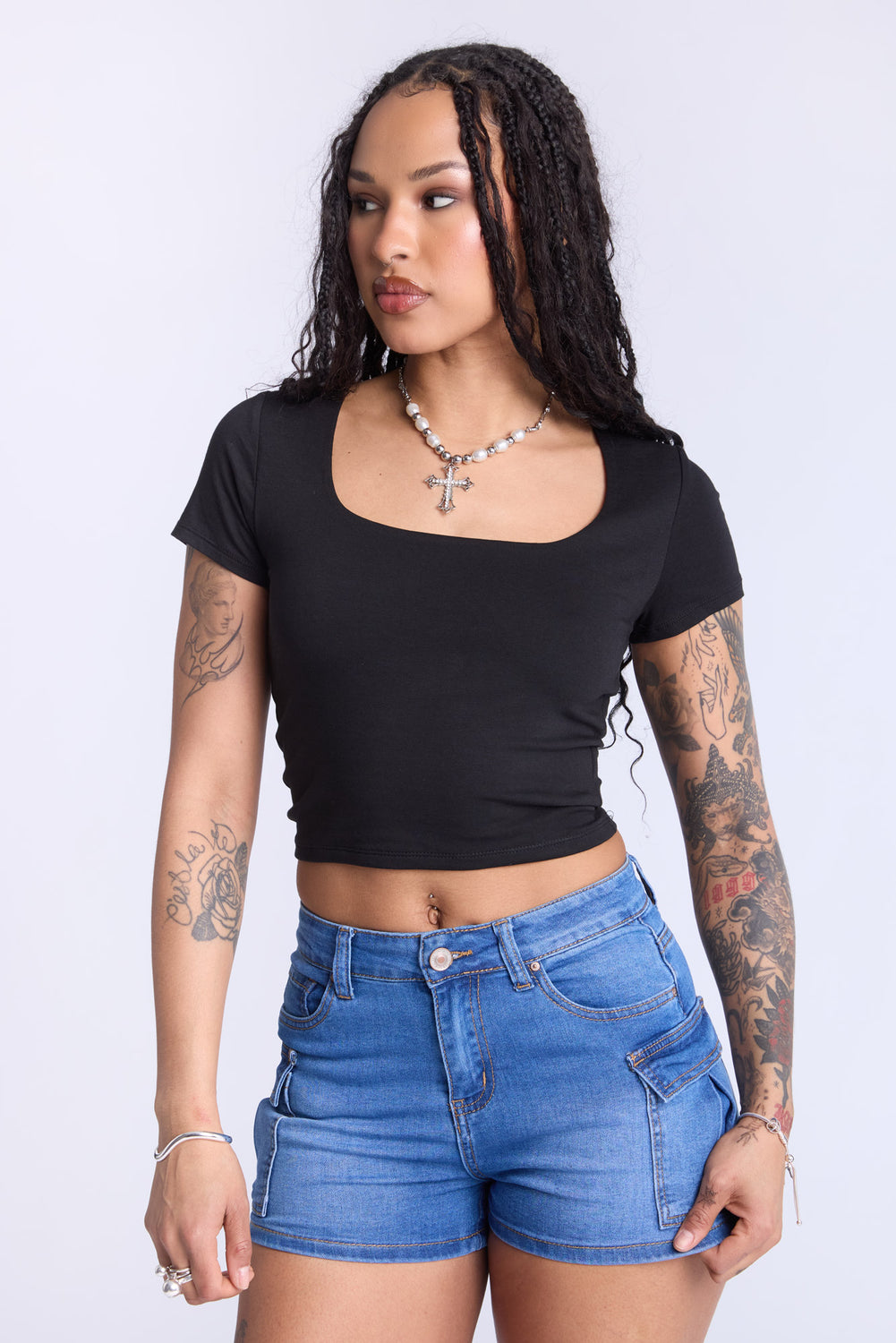 Cropped Square Neck Tee Cropped Square Neck Tee