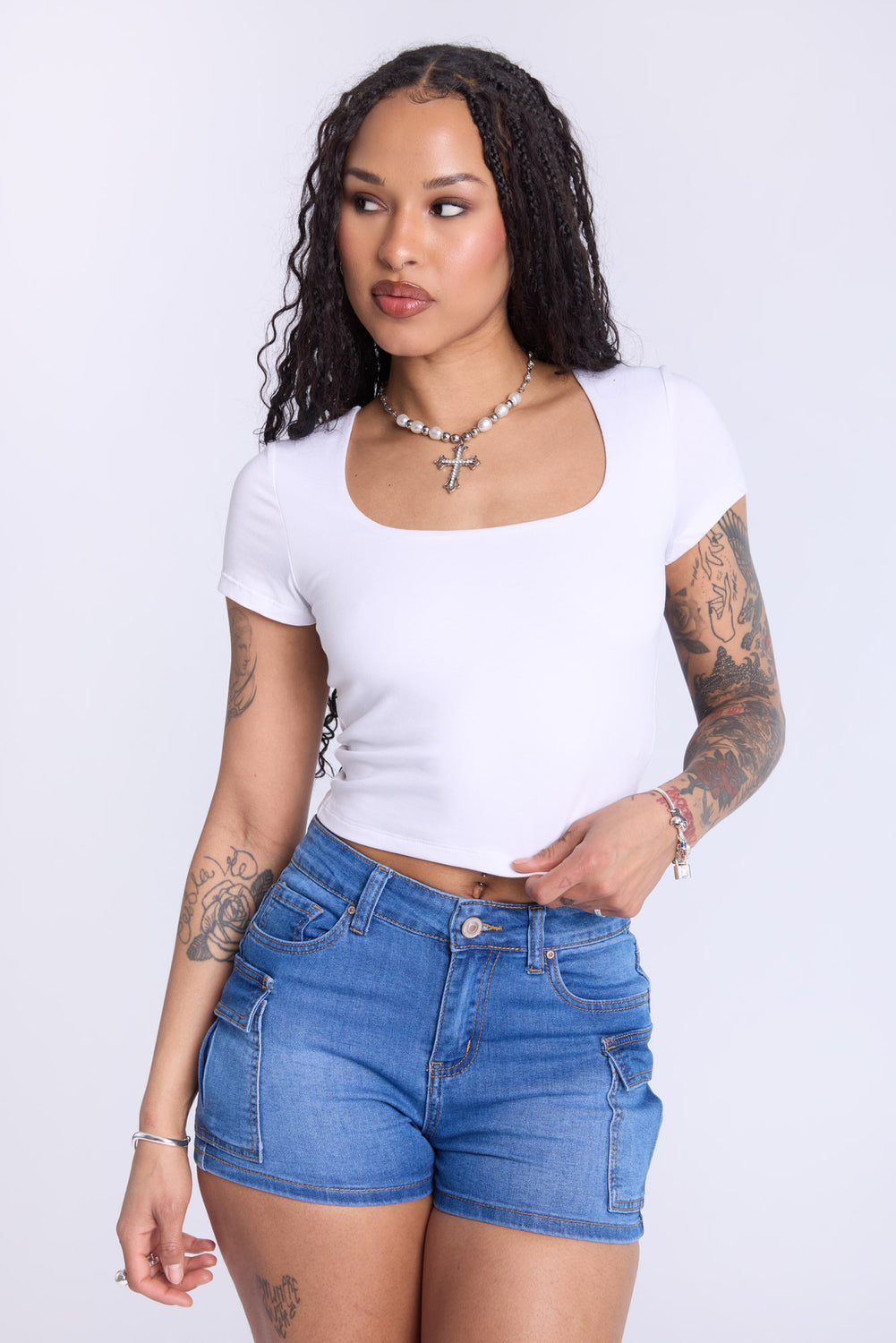 Cropped Square Neck Tee Cropped Square Neck Tee