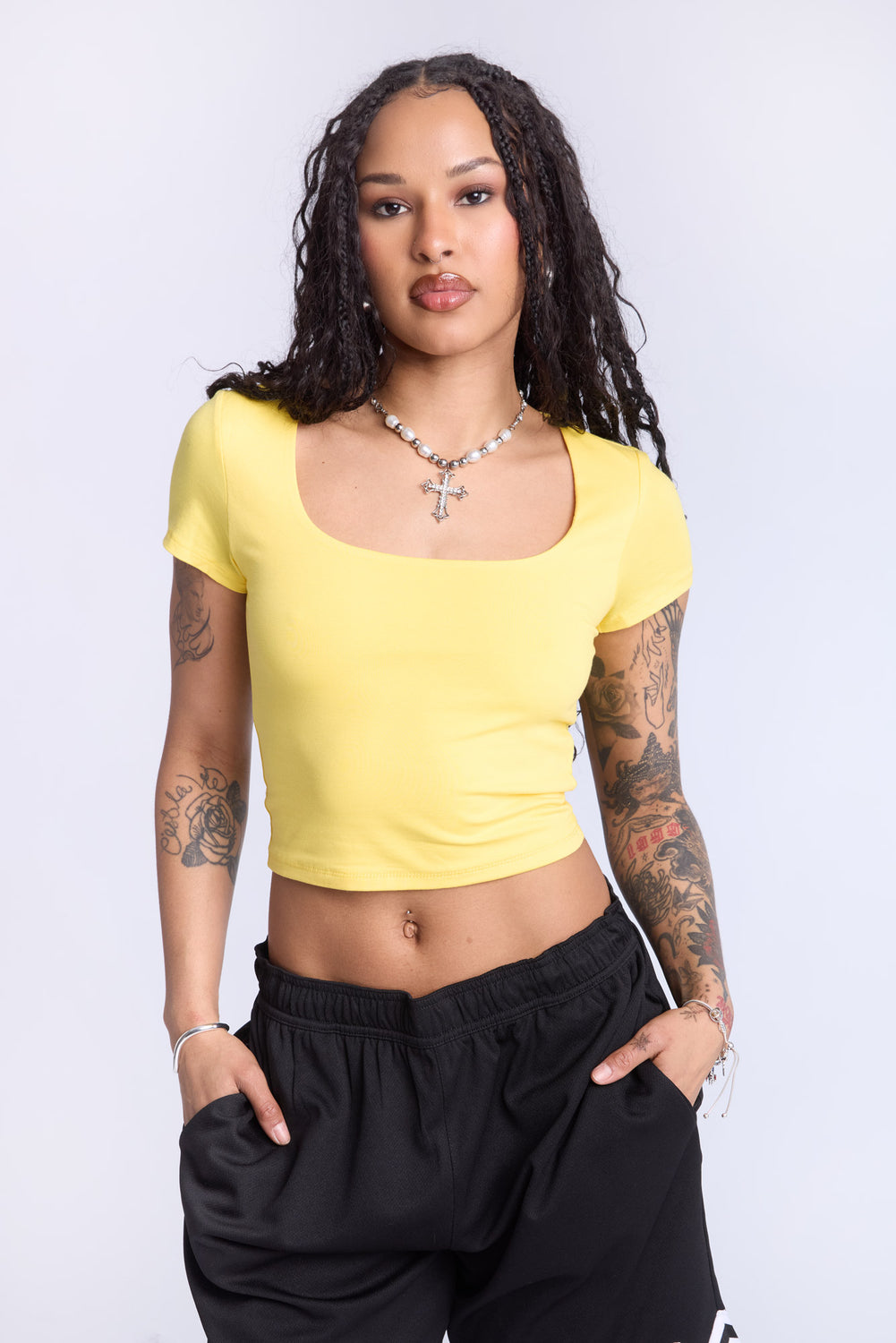 Cropped Square Neck Tee Cropped Square Neck Tee