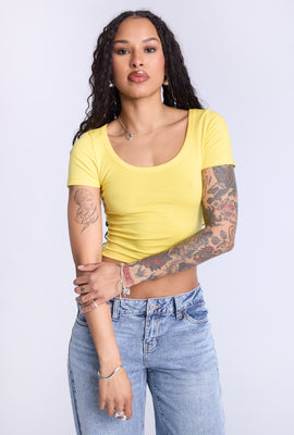 Cropped Scoop Neck Tee