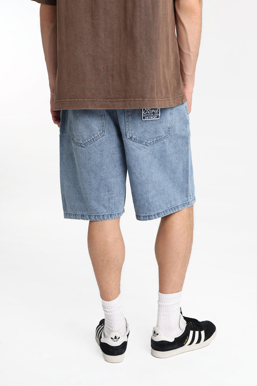 Ford Motor Co. Detroit Embroidered Loose Denim Shorts Ford Motor Co. Detroit Embroidered Loose Denim Shorts