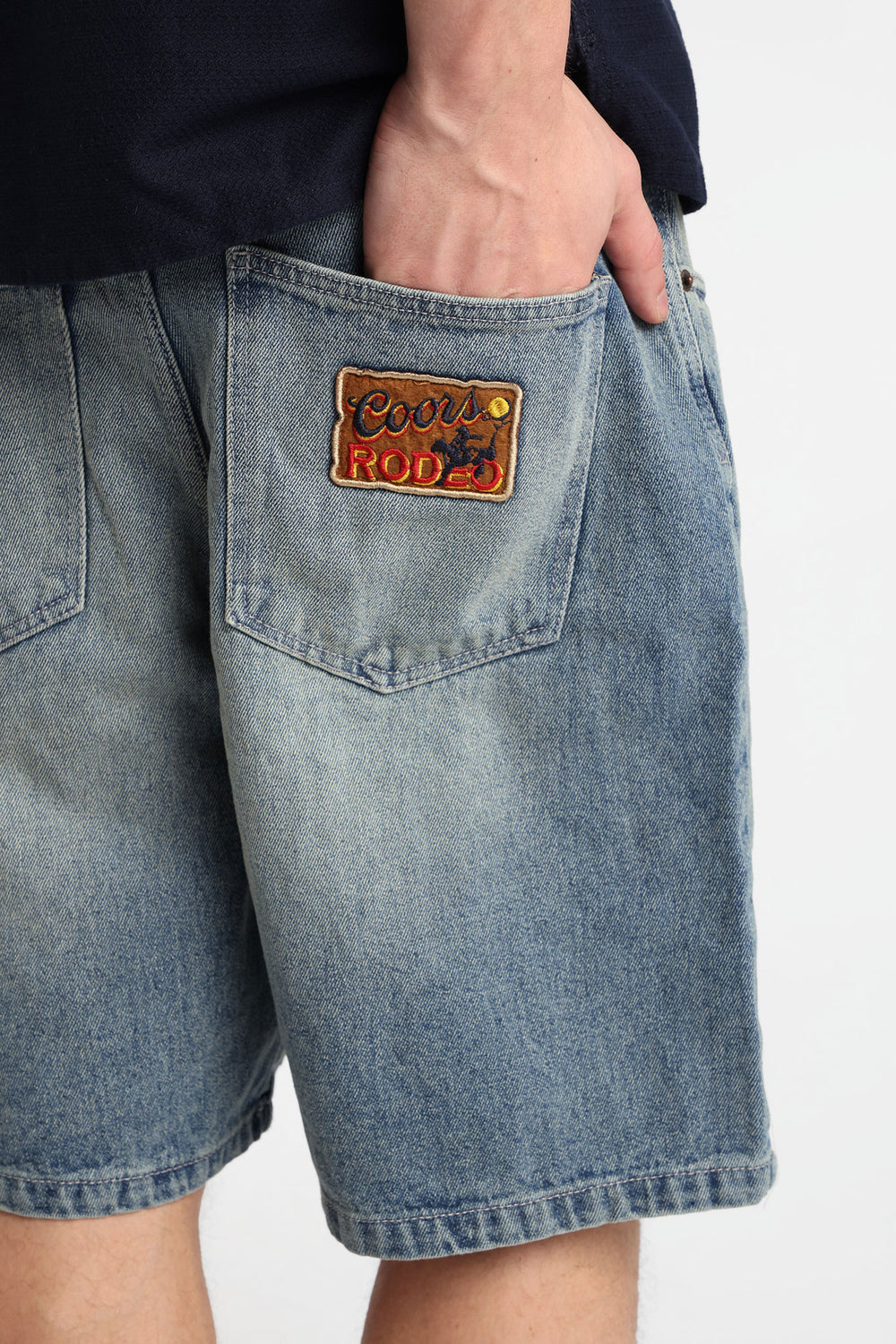 Coors Rodeo Embroidered Loose Denim Shorts Coors Rodeo Embroidered Loose Denim Shorts