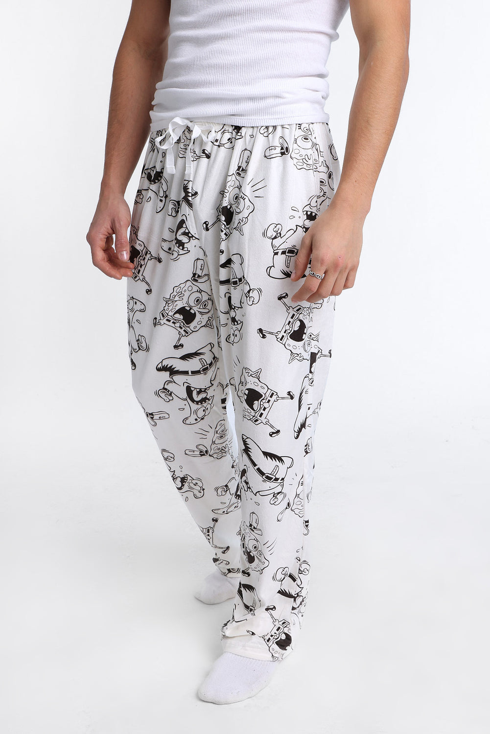 SpongeBob Black & White Silky Fleece Pajama Pants SpongeBob Black & White Silky Fleece Pajama Pants
