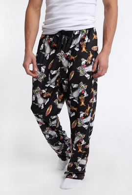 Pantalon pyjama en molleton soyeux imprimé Tom et Jerry