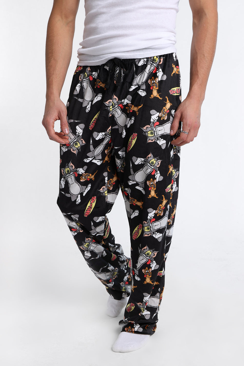 Pantalon pyjama en molleton soyeux imprimé Tom et Jerry Pantalon pyjama en molleton soyeux imprimé Tom et Jerry
