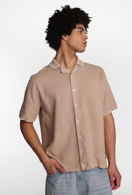 AERO Diamond Knit Short Sleeve Button-Up Shirt