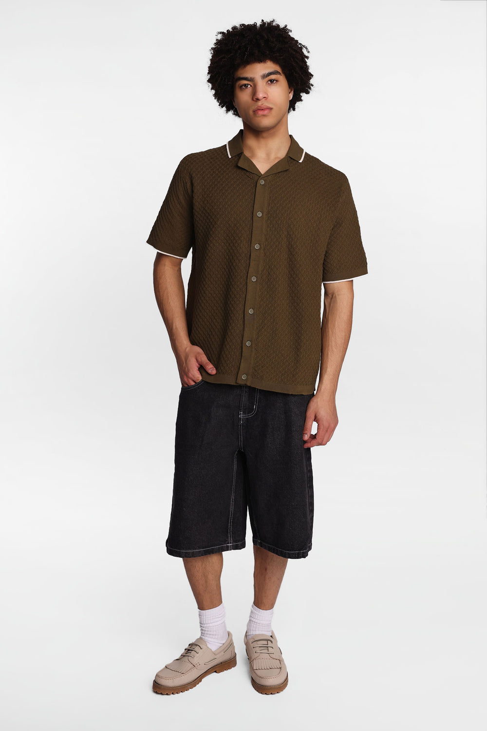 AERO Diamond Knit Short Sleeve Button-Up Shirt AERO Diamond Knit Short Sleeve Button-Up Shirt