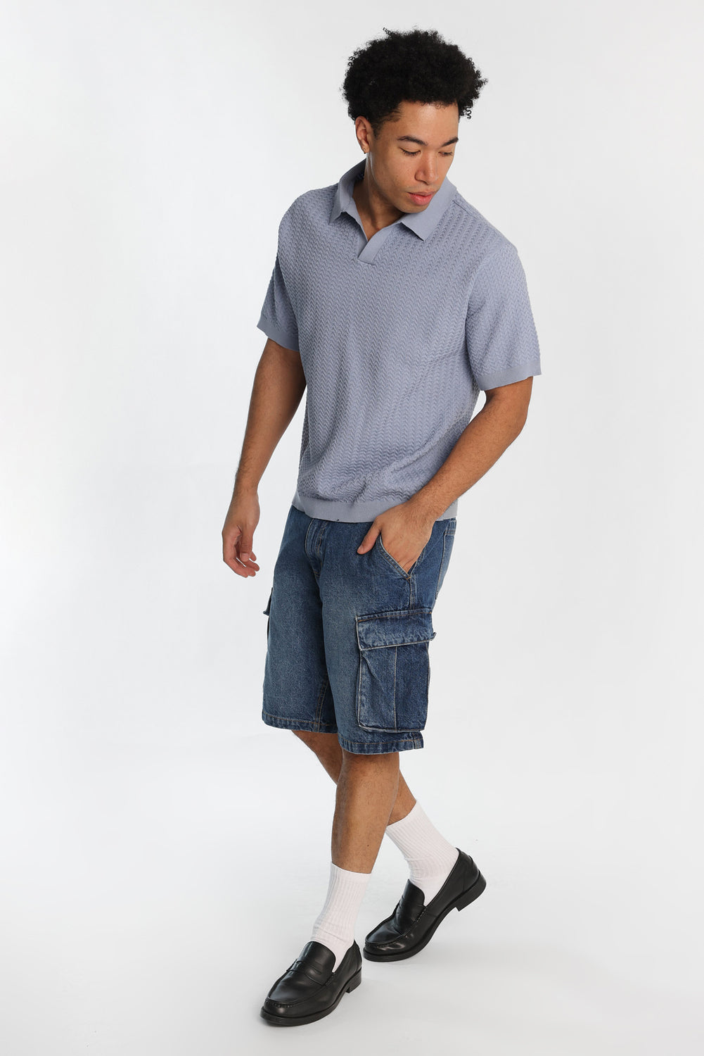 Polo en tricot à motif chevrons AERO Polo en tricot à motif chevrons AERO