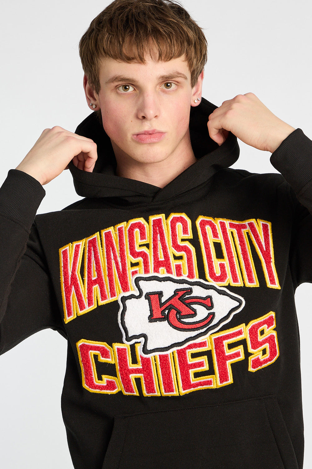 Haut à capuchon logo chenille Kansas City Chiefs Haut à capuchon logo chenille Kansas City Chiefs