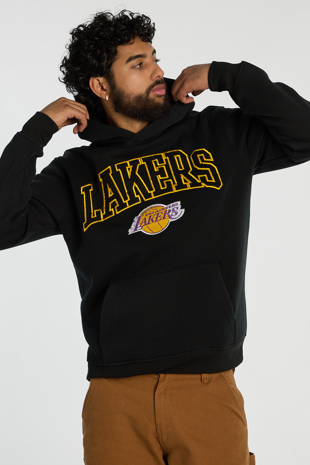 Haut à capuchon logo chenille Los Angeles Lakers homme Haut à capuchon logo chenille Los Angeles Lakers homme