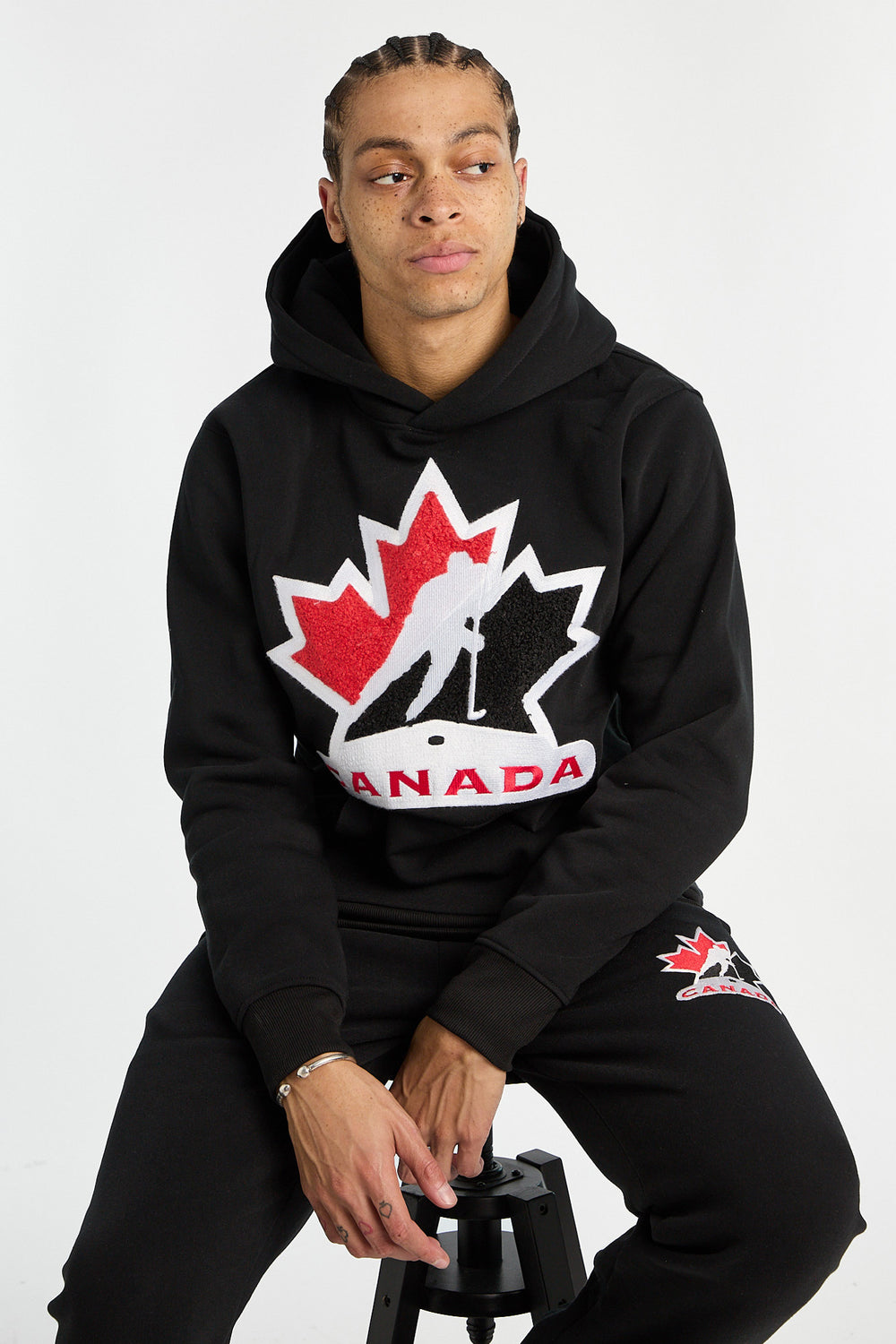 Haut à capuchon logo chenille Team Canada Hockey homme Haut à capuchon logo chenille Team Canada Hockey homme