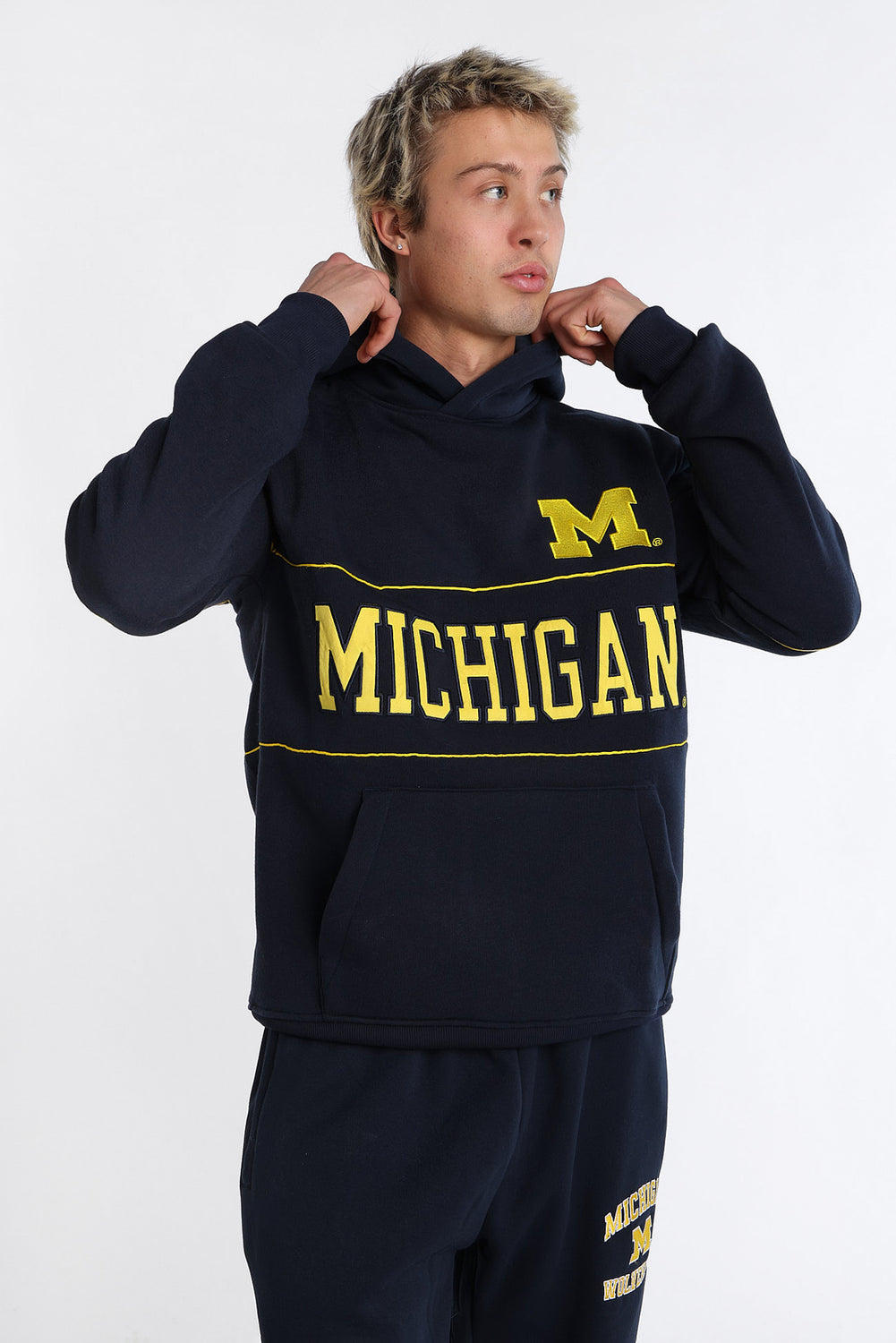 Michigan M Embroidered Panel Hoodie Michigan M Embroidered Panel Hoodie