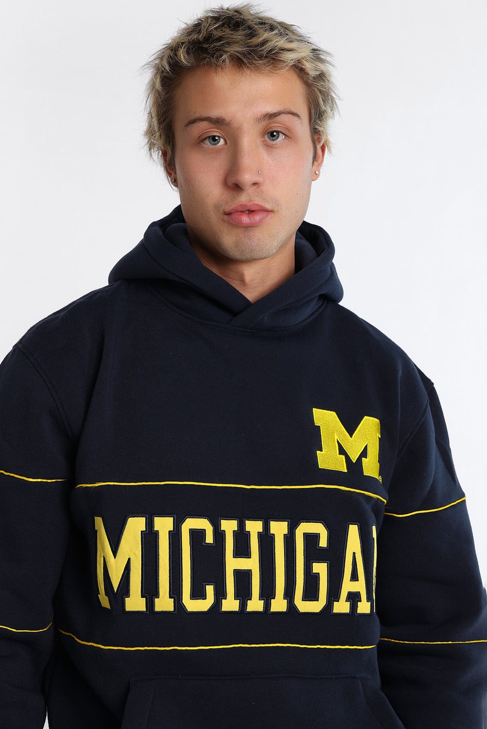 Michigan M Embroidered Panel Hoodie Michigan M Embroidered Panel Hoodie