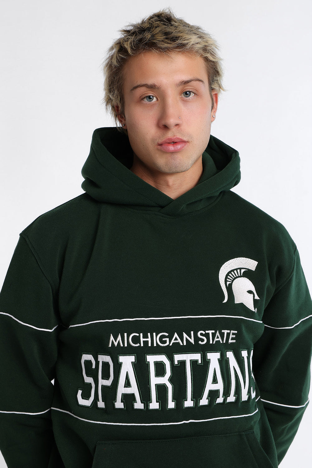 Haut à capuchon à panneaux brodé Michigan State Spartans Haut à capuchon à panneaux brodé Michigan State Spartans - West49