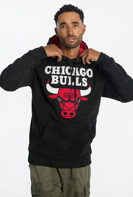 Haut à capuchon imprimé ton sur ton et logo chenille Chicago Bulls homme