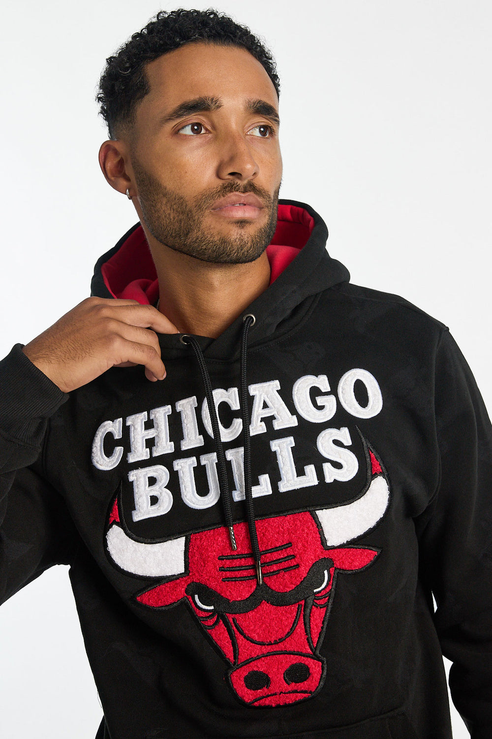 Mens Chicago Bulls AOP Chenille Logo Hoodie Mens Chicago Bulls AOP Chenille Logo Hoodie