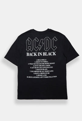 Mens AC/DC Back In Black Graphic Oversized Tee
