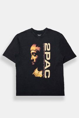 Mens 2Pac Stonewash Graphic Oversized Tee