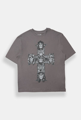 Mens Guns N' Roses Skull Cross Oversized Tee