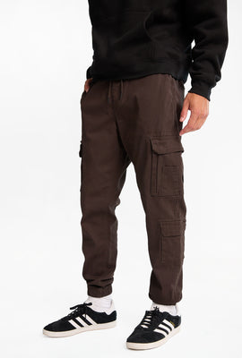 Jogger cargo en sergé coupe ample