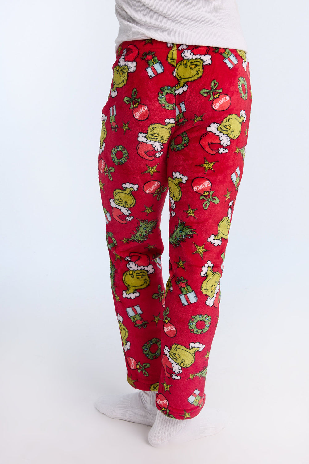 Mens The Grinch Red Plush Pajama Pant Mens The Grinch Red Plush Pajama Pant