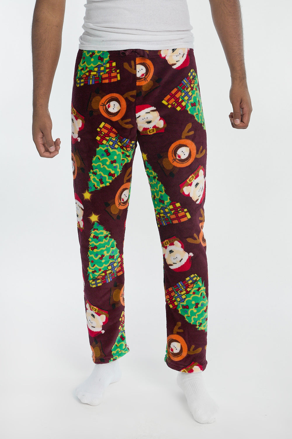 Pantalon de pyjama en peluche imprimé de Noël South Park homme Pantalon de pyjama en peluche imprimé de Noël South Park homme