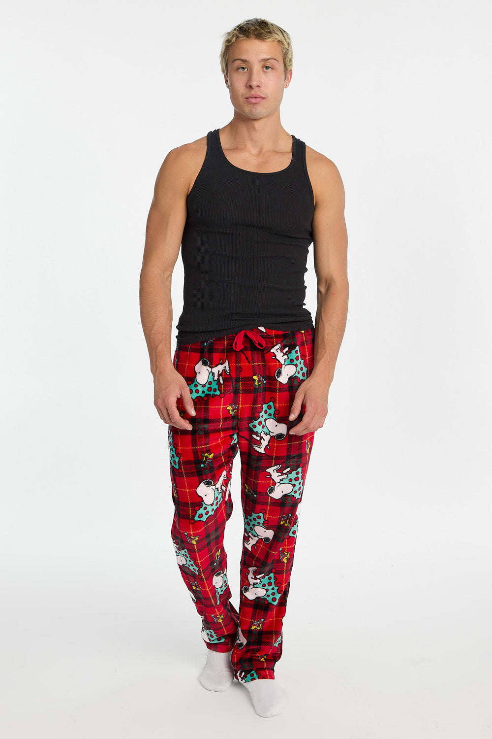 Pantalon de pyjama en peluche à carreaux Peanuts Snoopy homme Pantalon de pyjama en peluche à carreaux Peanuts Snoopy homme