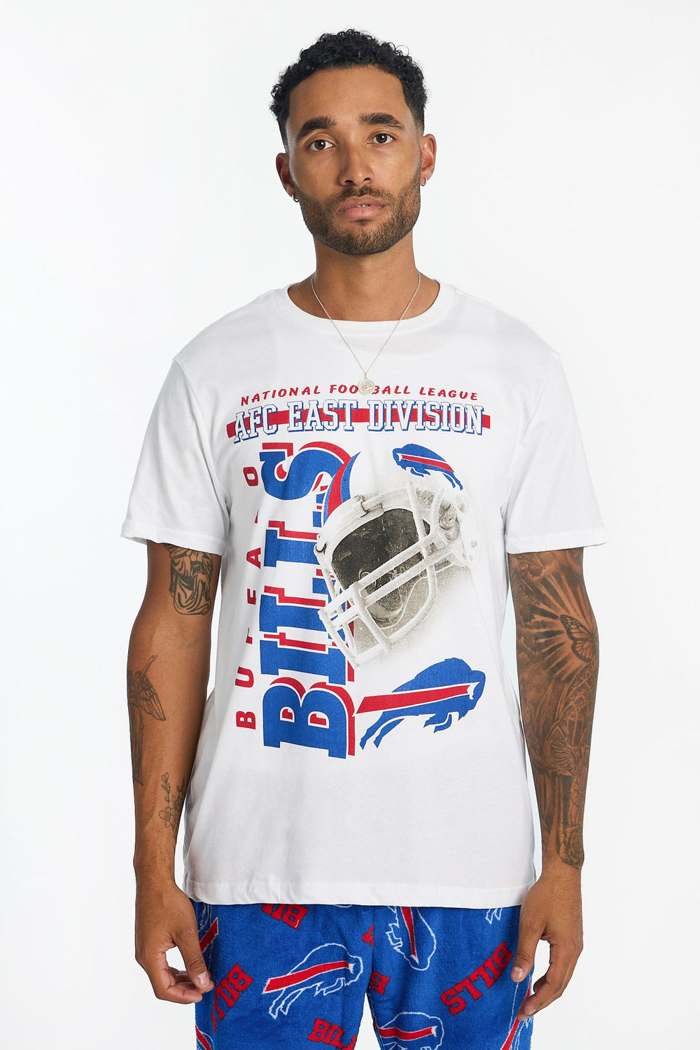 Mens Buffalo Bills 2-Piece Graphic Tee & Pajama Pant Set Mens Buffalo Bills 2-Piece Graphic Tee & Pajama Pant Set