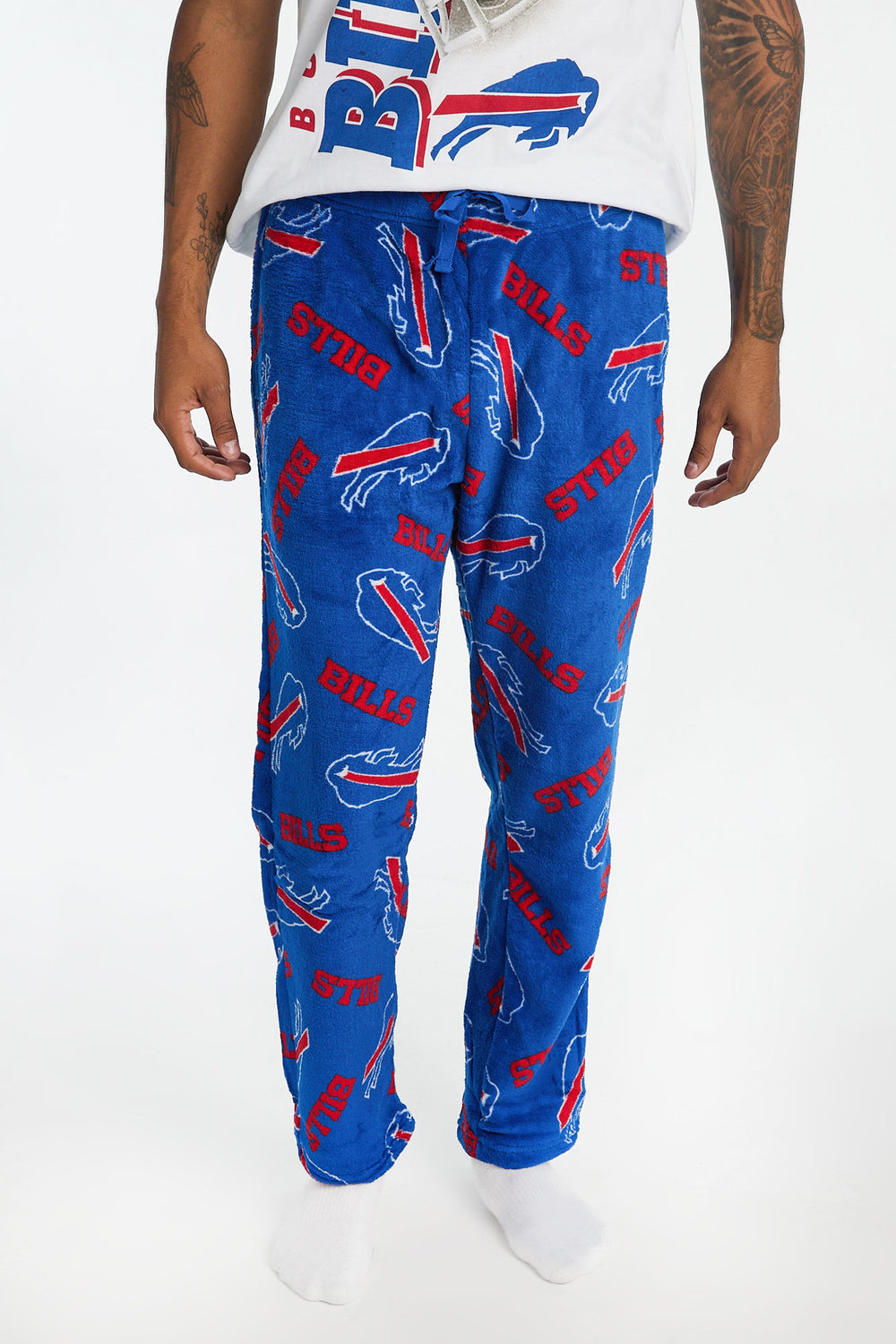 Mens Buffalo Bills 2-Piece Graphic Tee & Pajama Pant Set Mens Buffalo Bills 2-Piece Graphic Tee & Pajama Pant Set