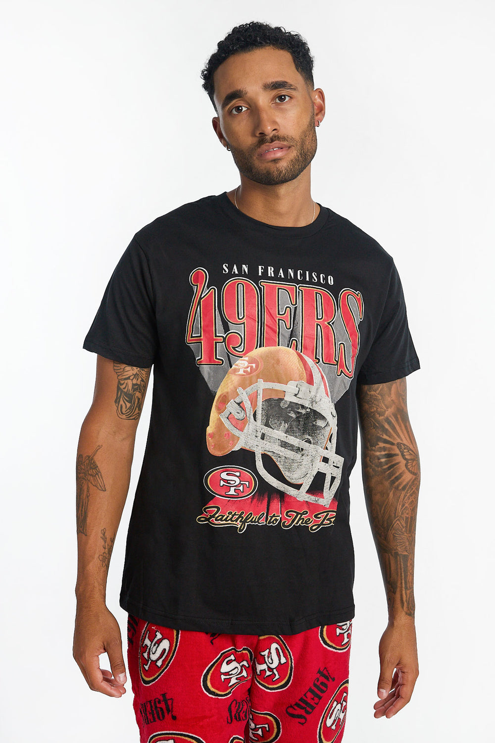 Mens San Francisco 49ers 2-Piece Graphic Tee & Pajama Pant Set Mens San Francisco 49ers 2-Piece Graphic Tee & Pajama Pant Set