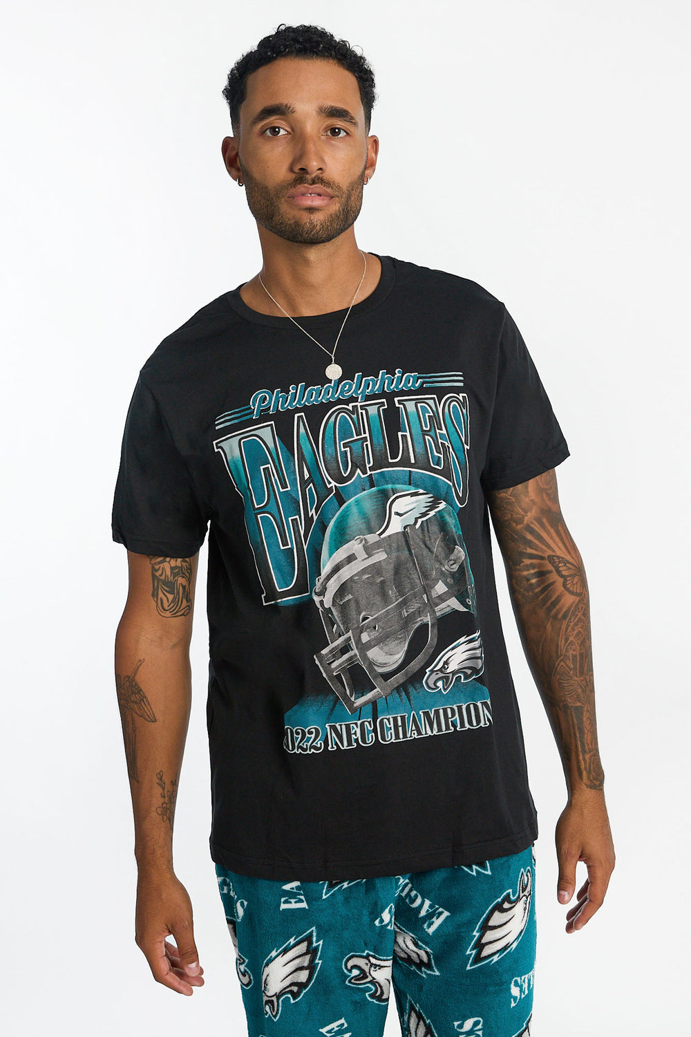 Mens Philadelphia Eagles 2-Piece Graphic Tee & Pajama Pant Set Mens Philadelphia Eagles 2-Piece Graphic Tee & Pajama Pant Set
