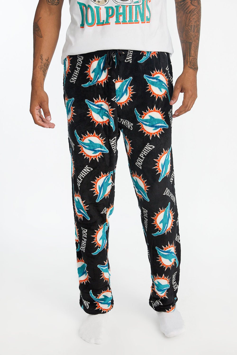 Mens Miami Dolphins 2-Piece Graphic Tee & Pajama Pant Set Mens Miami Dolphins 2-Piece Graphic Tee & Pajama Pant Set