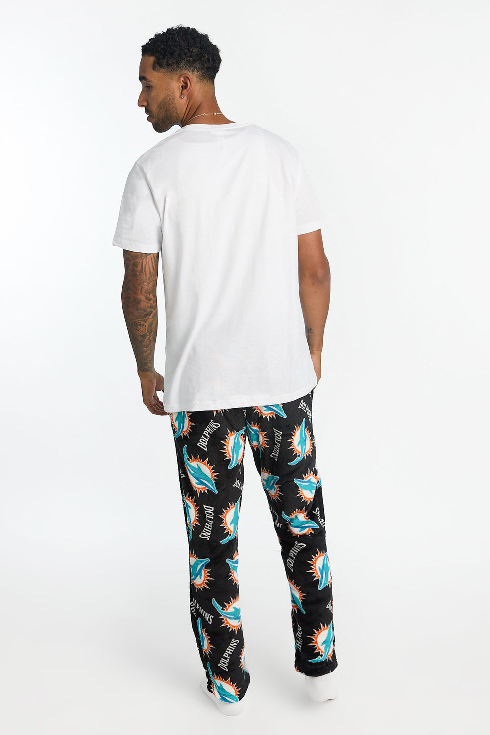 Mens Miami Dolphins 2-Piece Graphic Tee & Pajama Pant Set Mens Miami Dolphins 2-Piece Graphic Tee & Pajama Pant Set